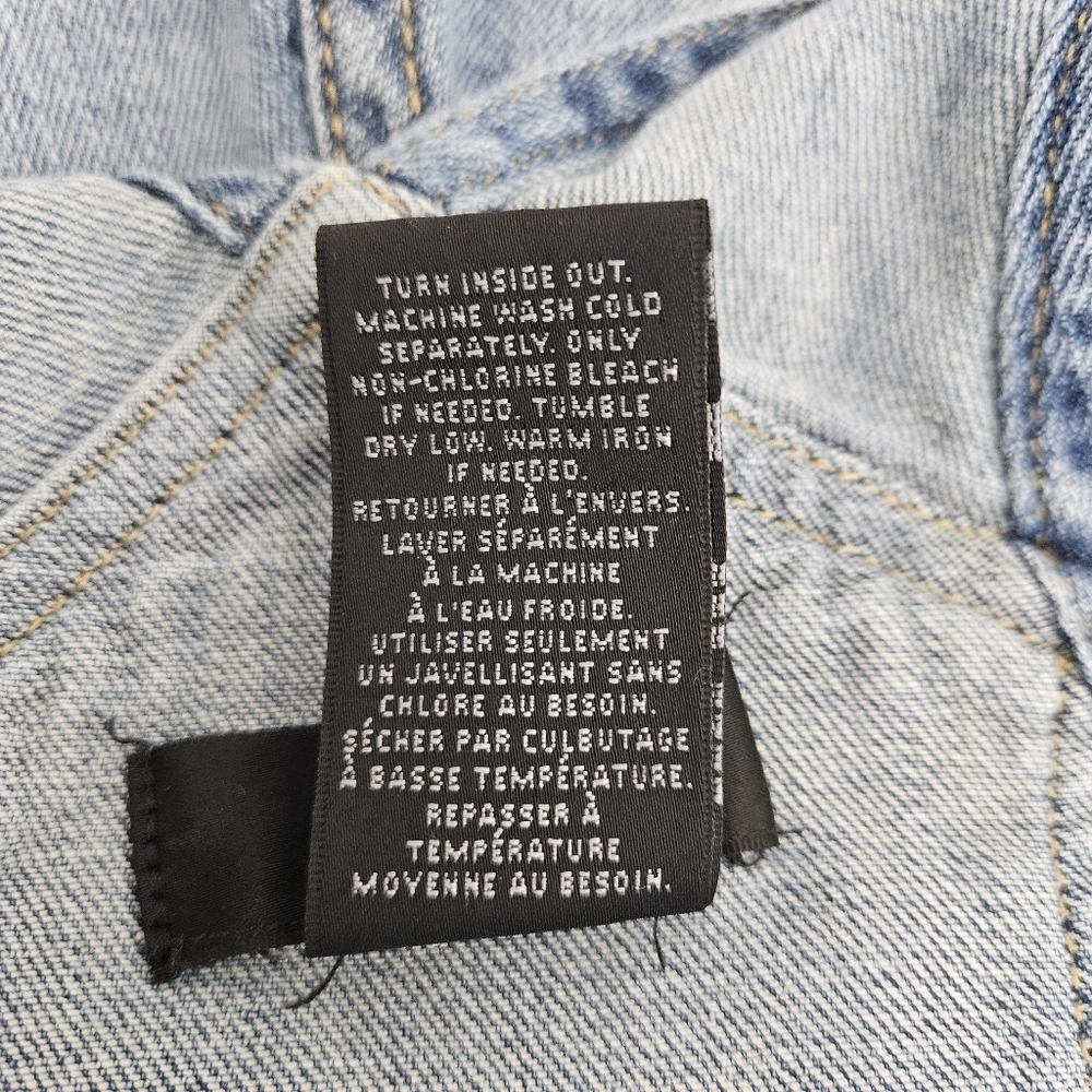 Mossimo Denim Shortalls Medium Wash Bib Overalls Coveralls Raw Hem Shorts Small - Picture 6 of 6